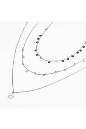 3 layered silver plated necklace with pendant for girls & women