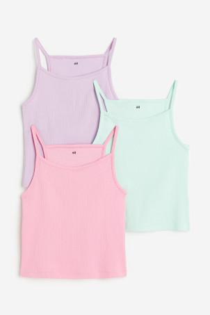 3-pack ribbed strappy tops
