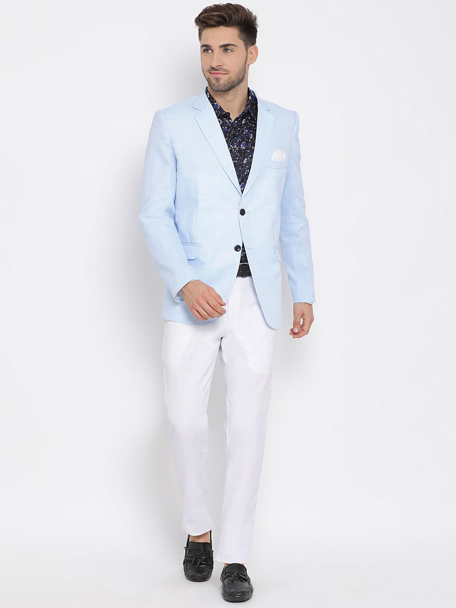 3 pics shirt trouser and blazer sky blue colour