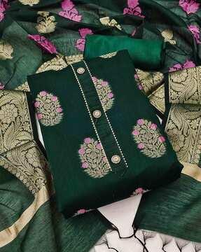 3-piece dress material with woven motifs