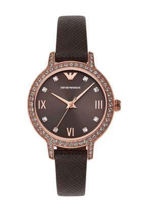 32 mm brown dial leather analog watch for women - ar11555i