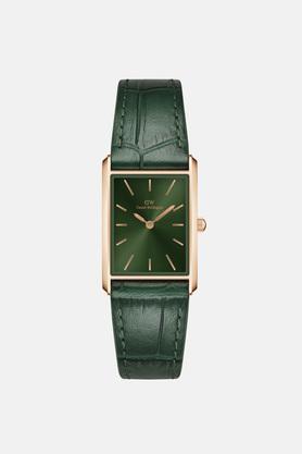 32 x 22 mm emerald dial leather analogue watch for women - dw00100694k