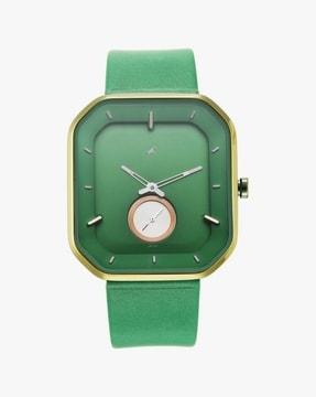 3272ql01 after dark green dial leather strap watch