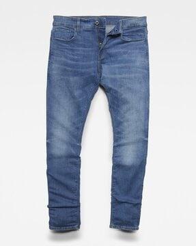 3301 deconstructed mid-wash skinny fit jeans