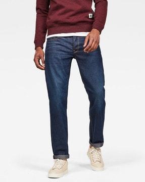 3301 mid-wash straight fit jeans