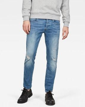3301 ripped & repaired heavy wash slim fit jeans
