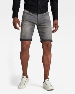 3301 washed distressed slim fit shorts