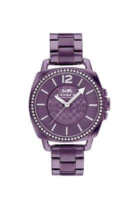 34 mm purple stainless steel analog watch for women - co14503983w