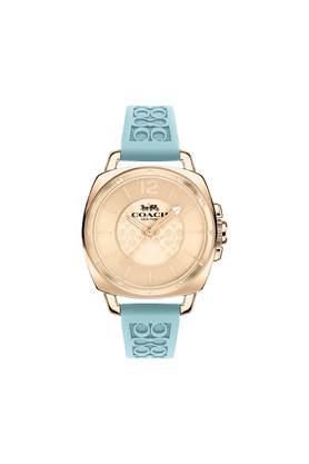 34 mm carnation gold dial silicone analog watch for women