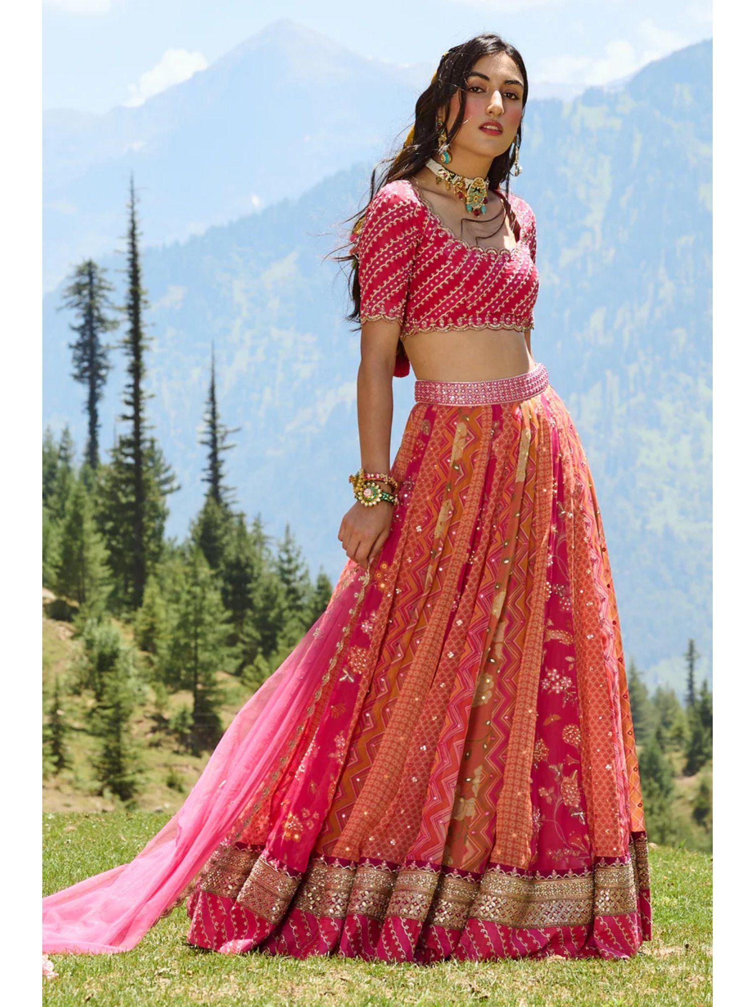 36 kali multi print lehenga (set of 3)