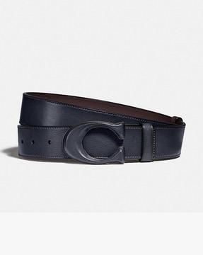 38 mm leather belt with logo buckle
