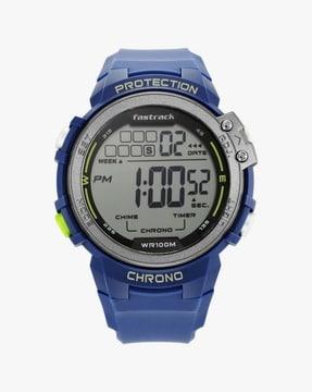 38068pp02 streetwear grey digital dial blue silicone strap watch