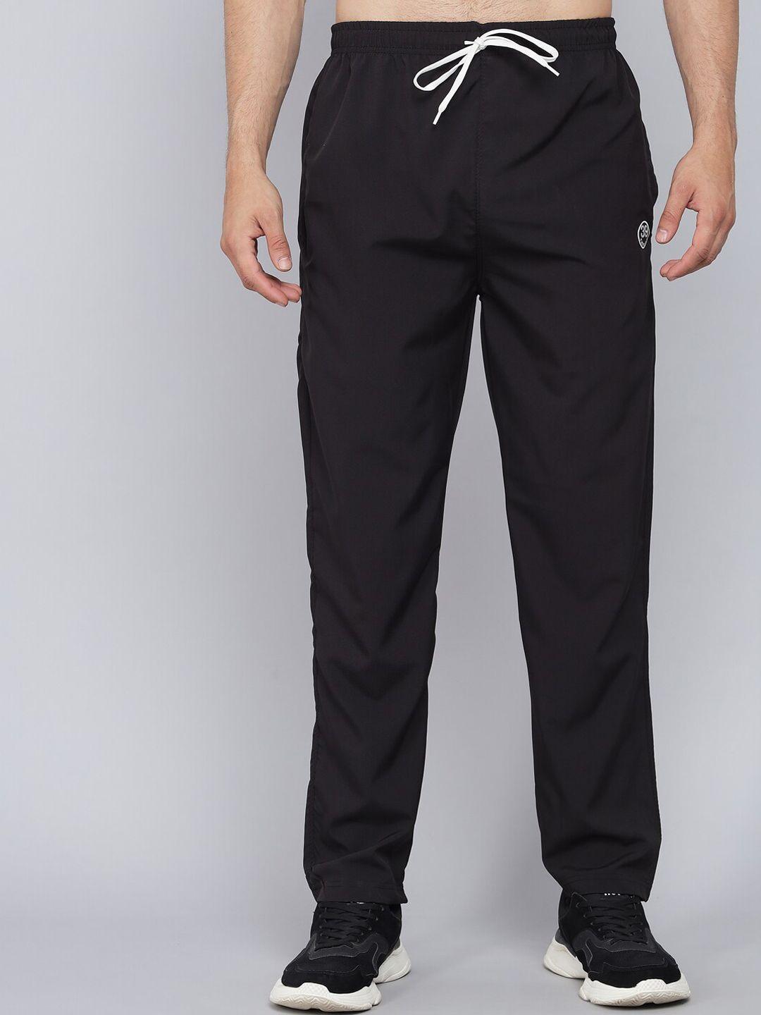 39 threads men black solid dry fit track pants