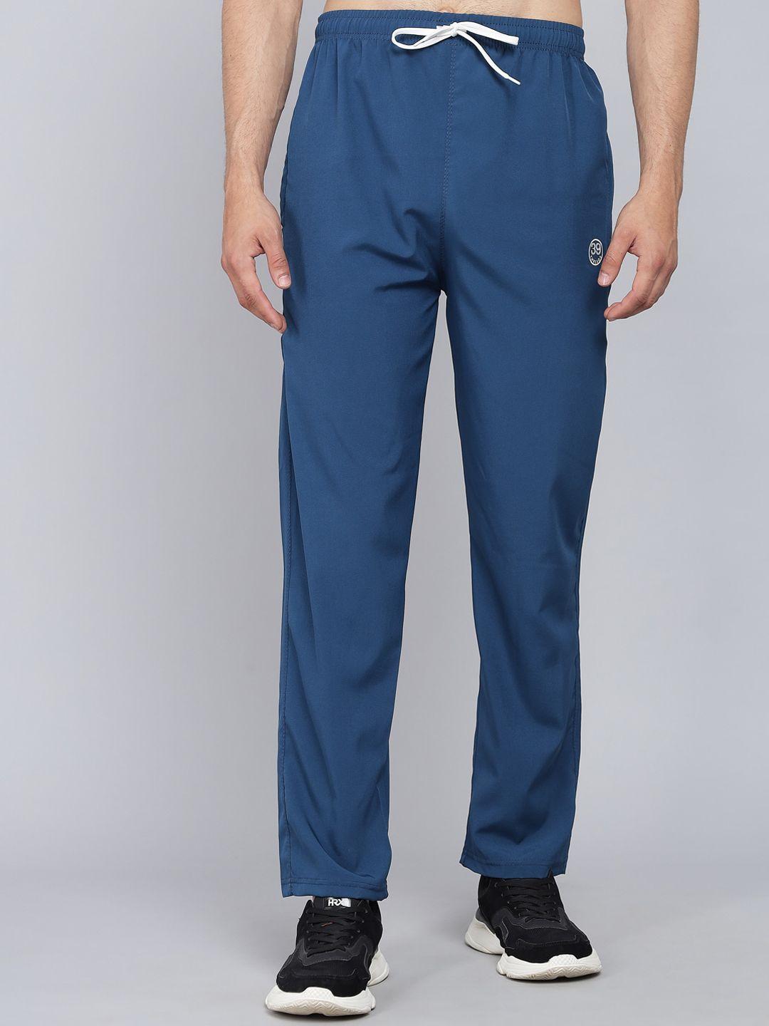 39 threads men blue solid dry fit track pant