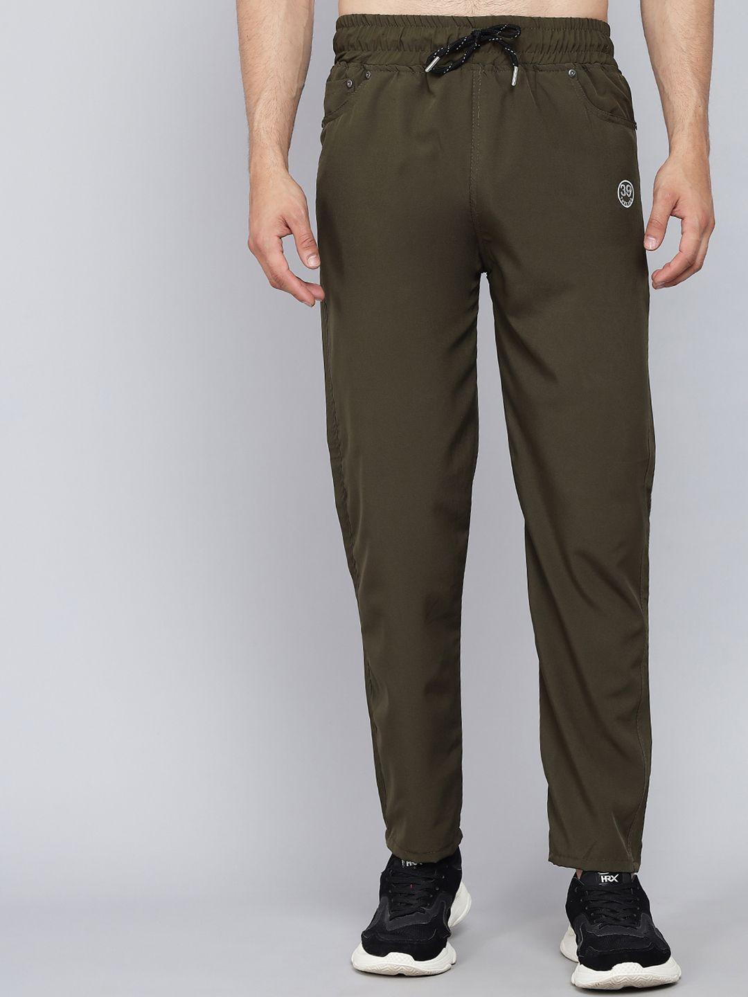 39 threads men olive-green solid track pants