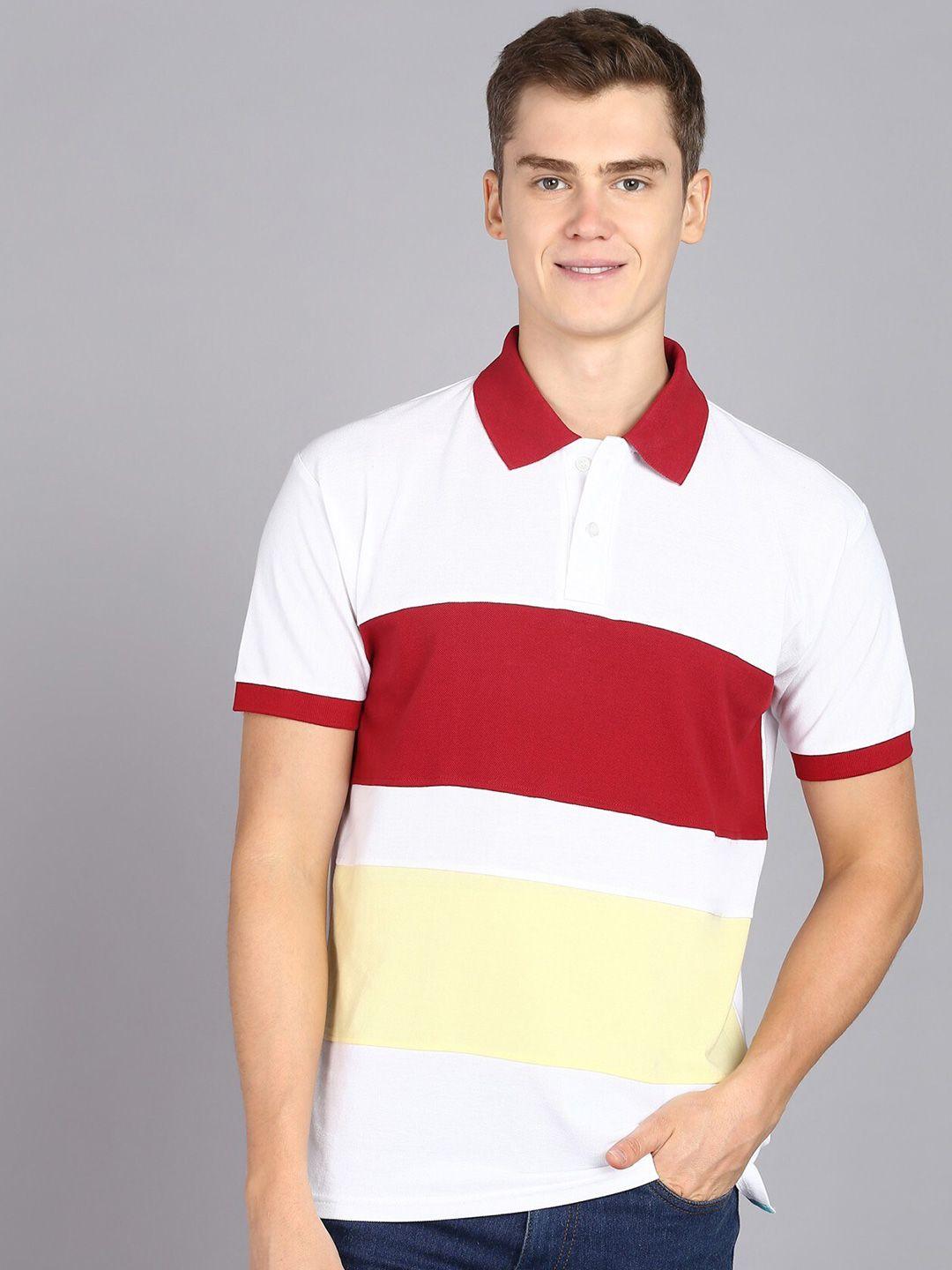 3bros colourblocked polo collar cotton slim fit t-shirt