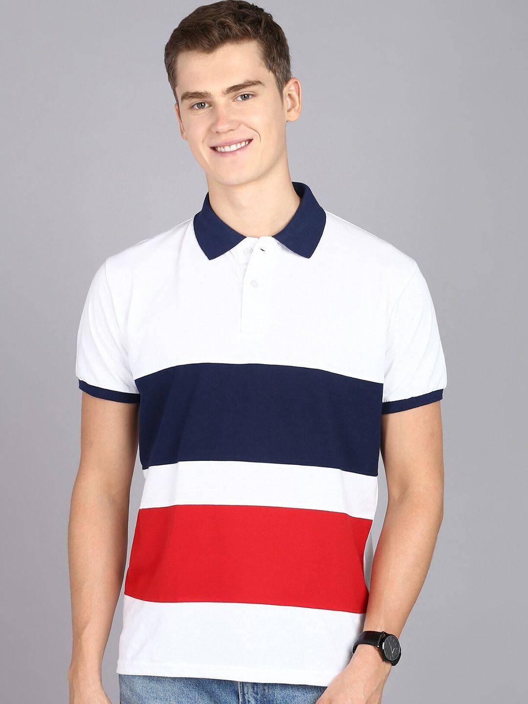 3bros colourblocked polo collar slim fit t-shirt