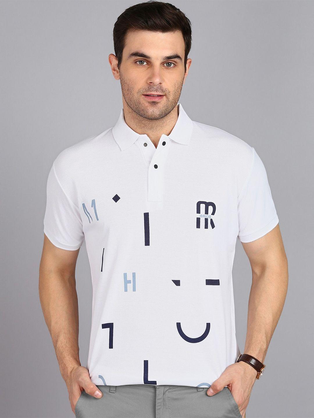 3bros conversational printed polo collar slim fit t-shirt