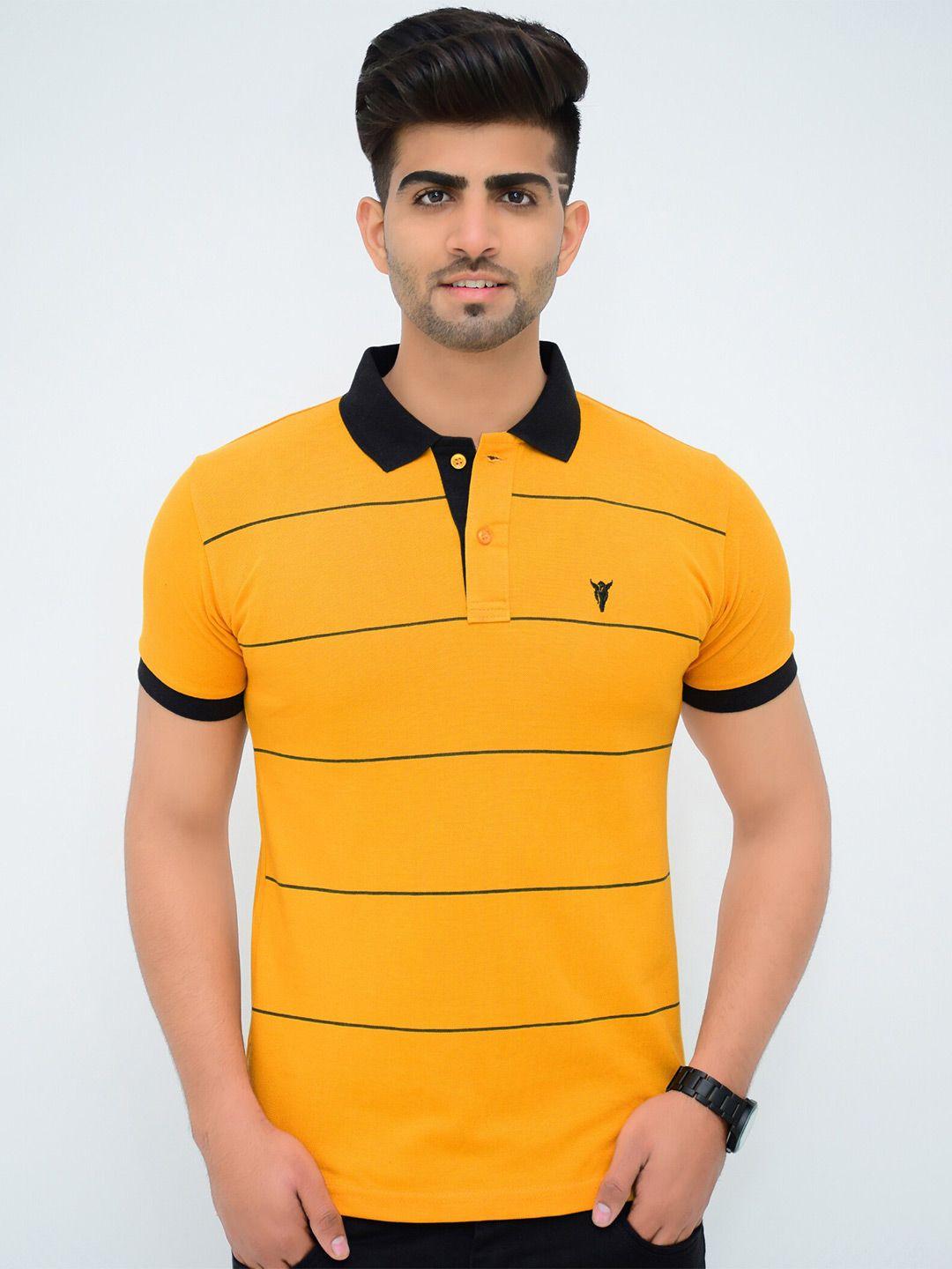 3bros men striped polo collar cotton t-shirt