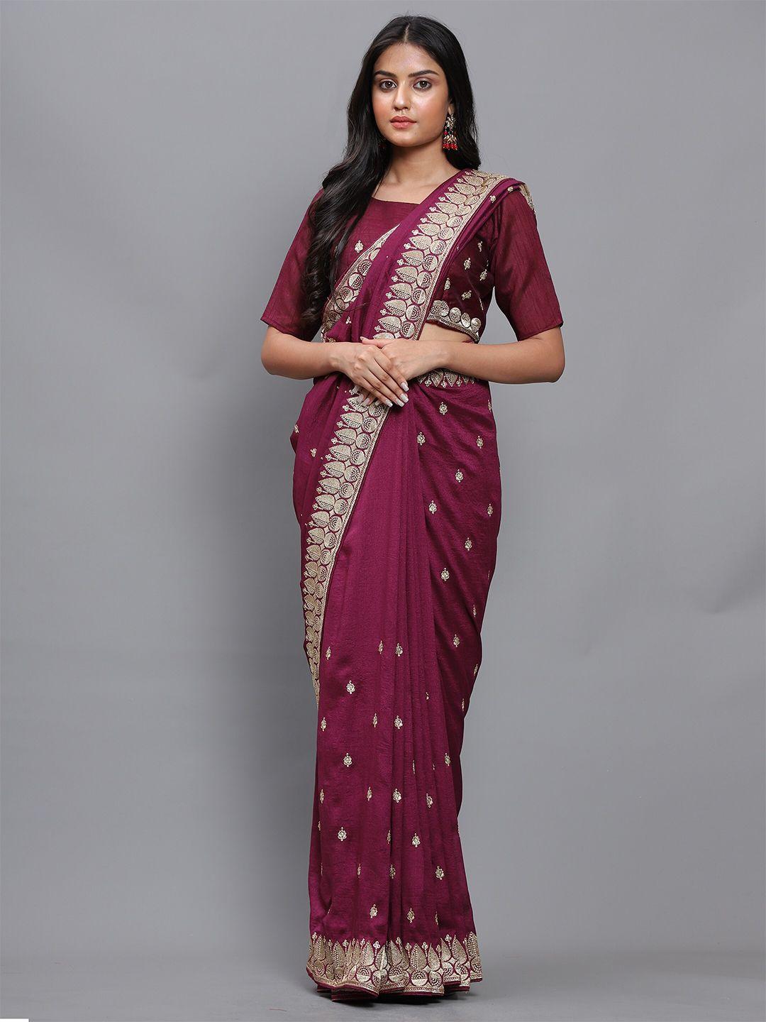 3buddy fashion magenta & silver-toned woven design zari jute silk venkatgiri saree