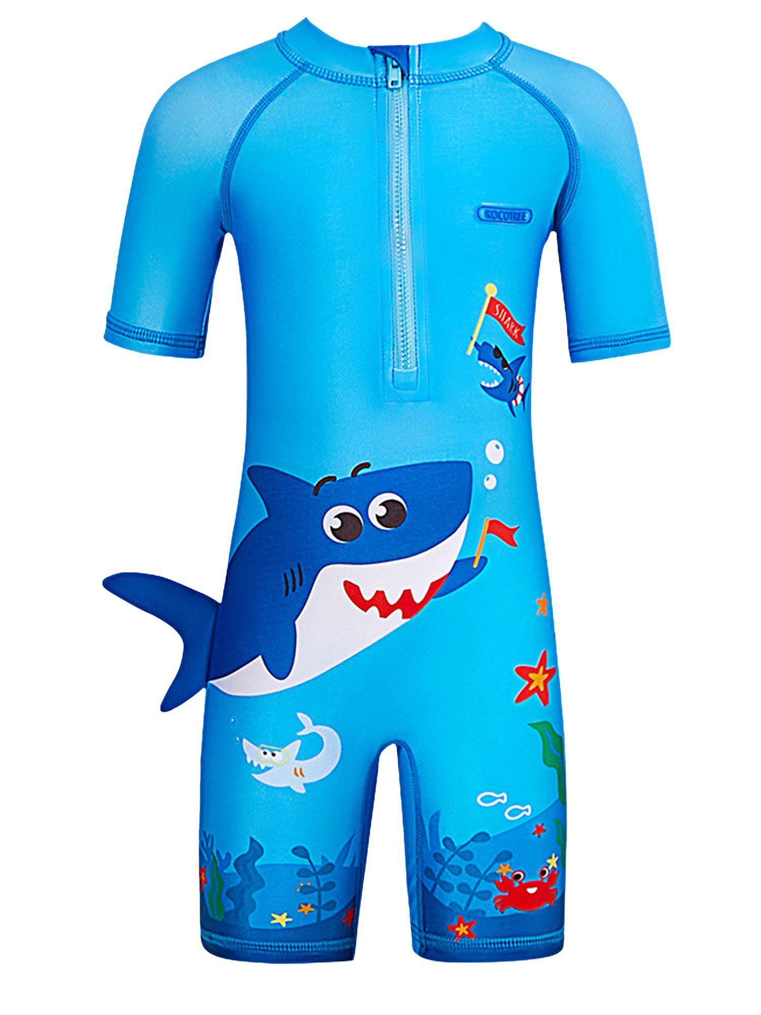 3d tail blue shark swimwear for toddlers & kids with upf 50+