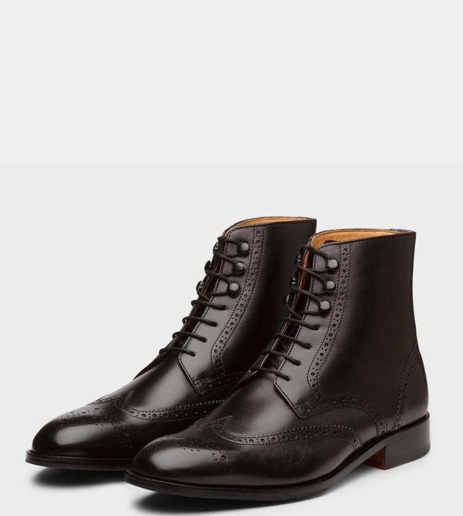 3dm lifestyle black leather wingtip brogue boots