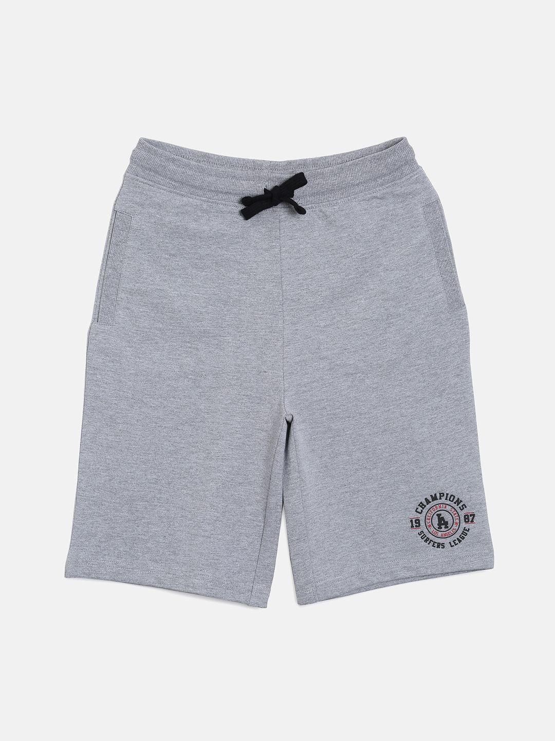 3pin boys grey solid regular fit regular shorts