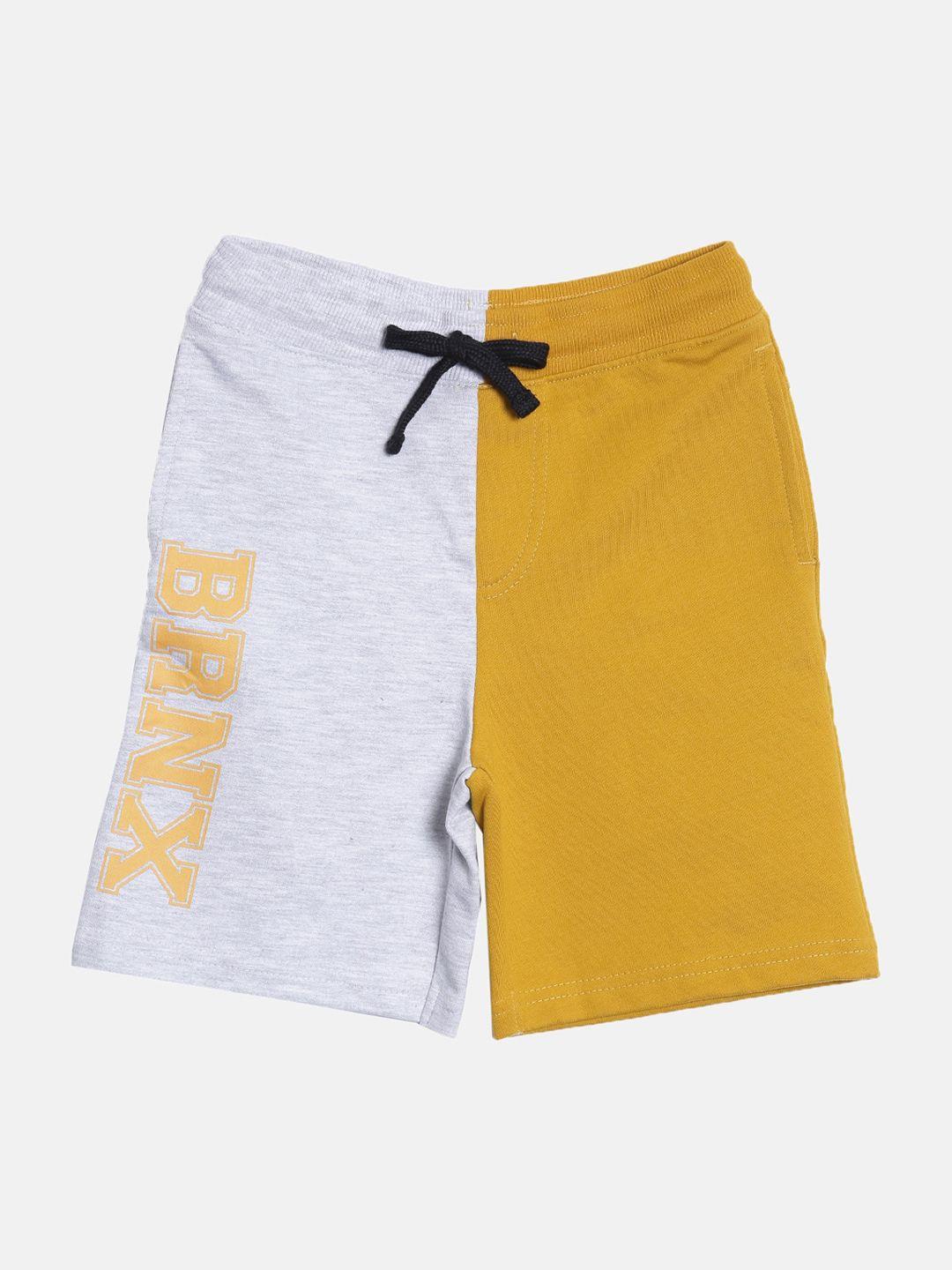 3pin boys mustard colourblocked regular shorts