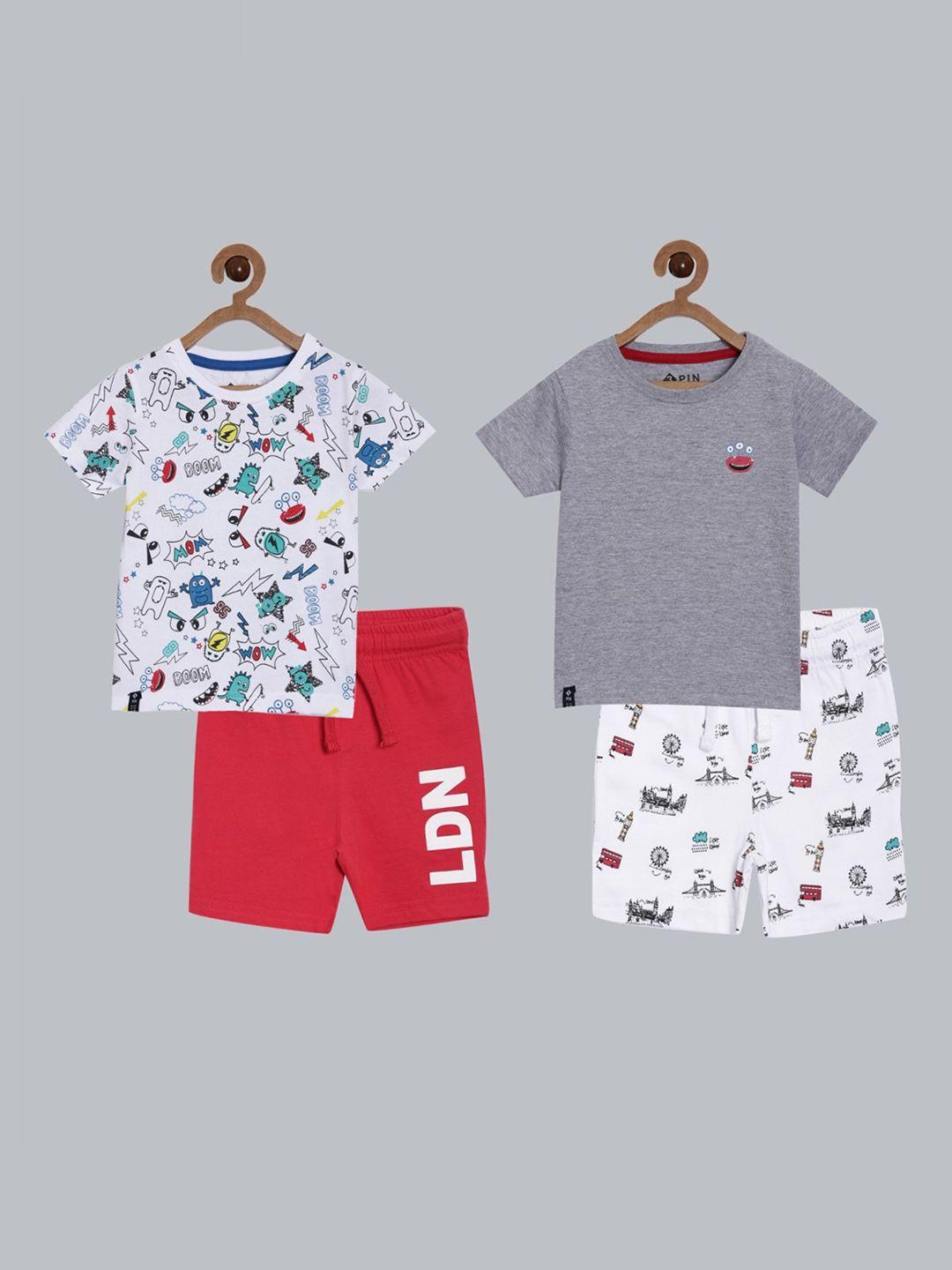 3pin boys pack of 2 printed pure cotton clothing set