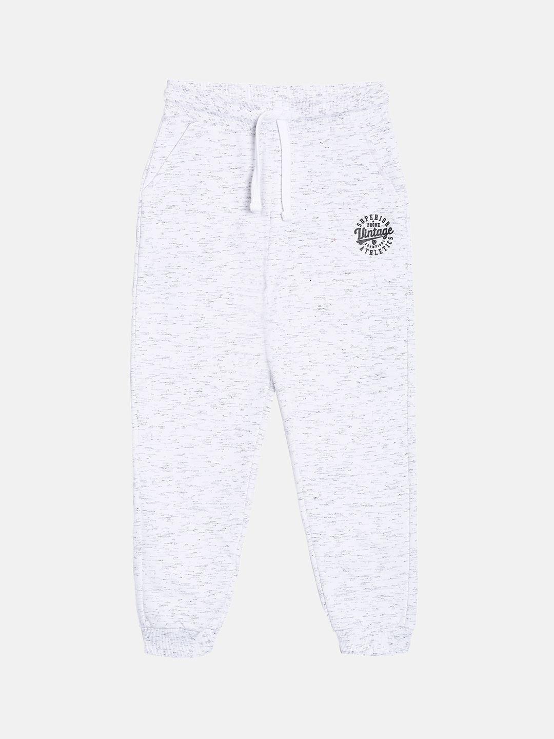 3pin boys white speckled effect cotton straight-fit joggers
