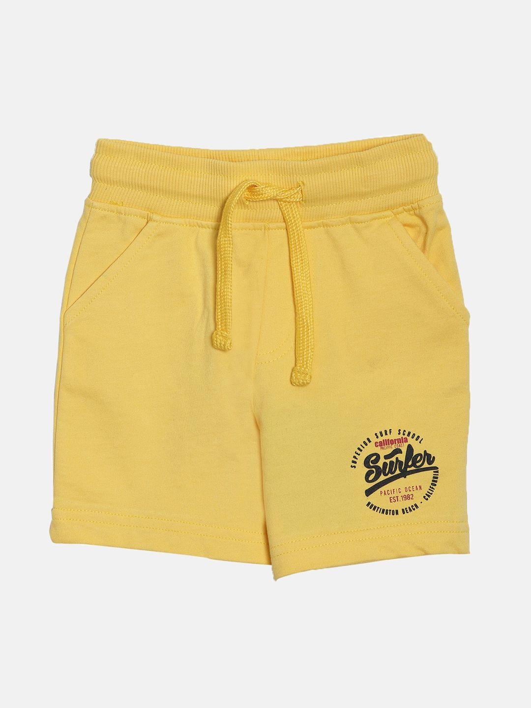 3pin boys yellow mid-rise regular shorts