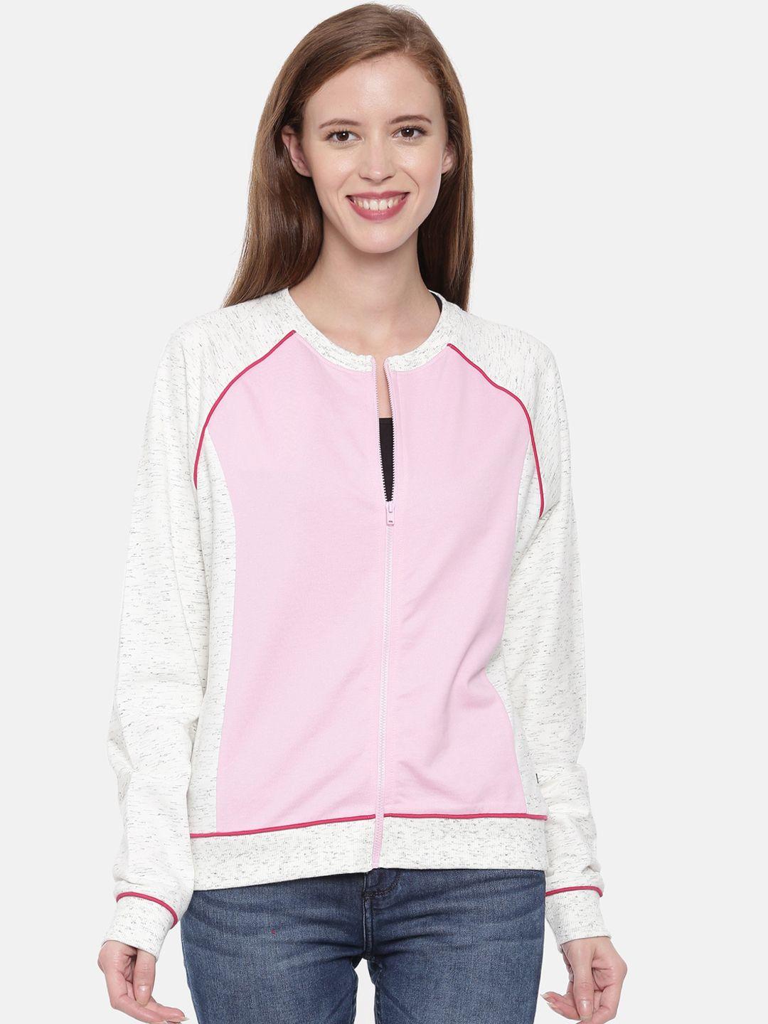 3pin women pink & grey colorblocked sweatshirt