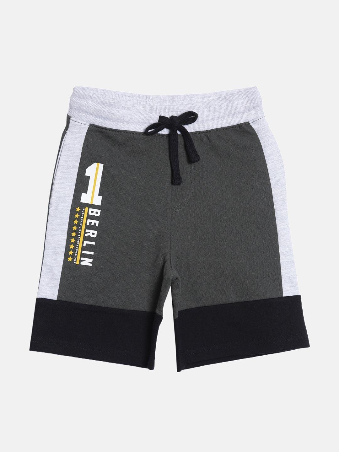 3pin boys black and grey colourblocked regular shorts