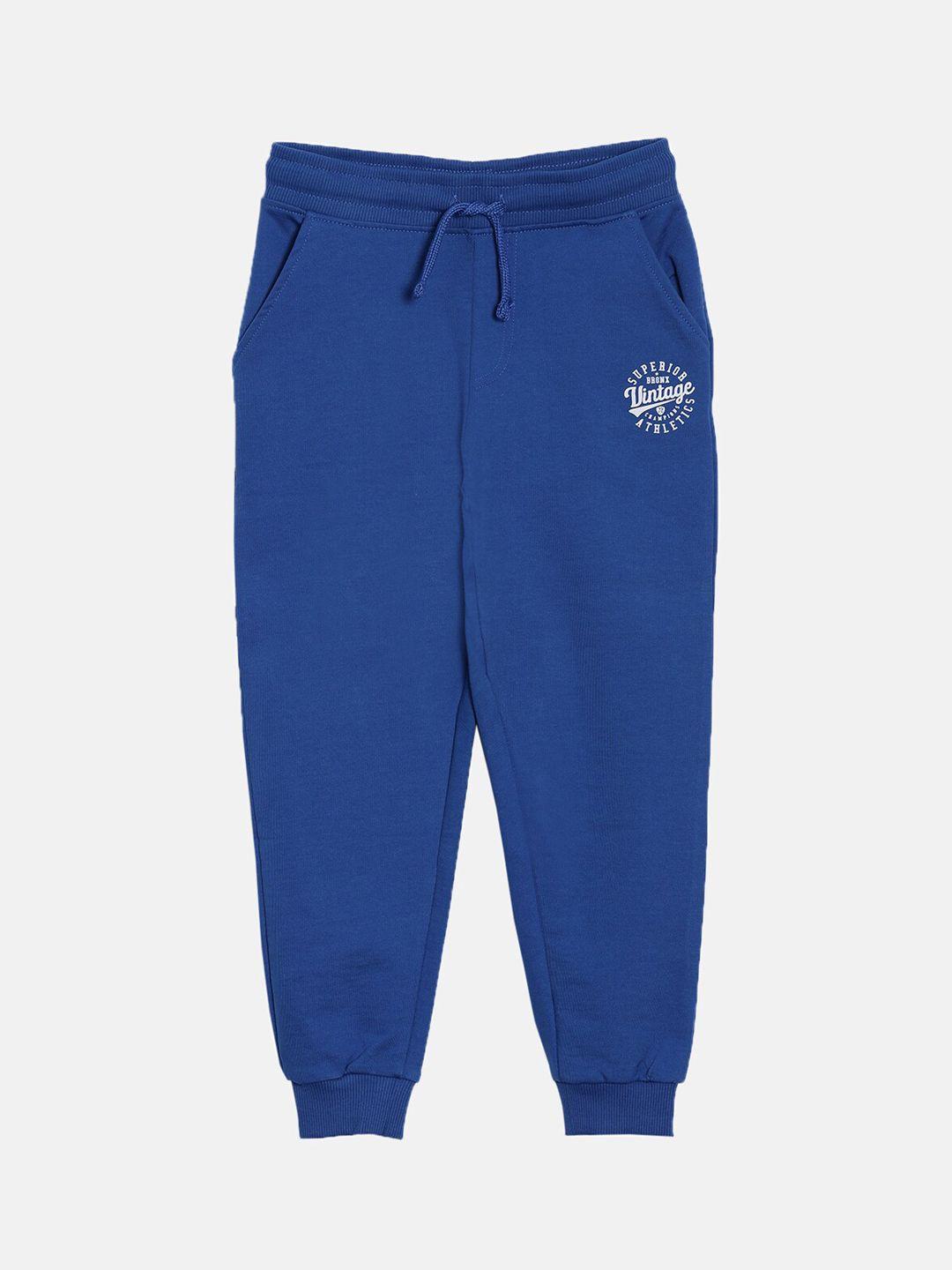 3pin boys blue solid cotton joggers