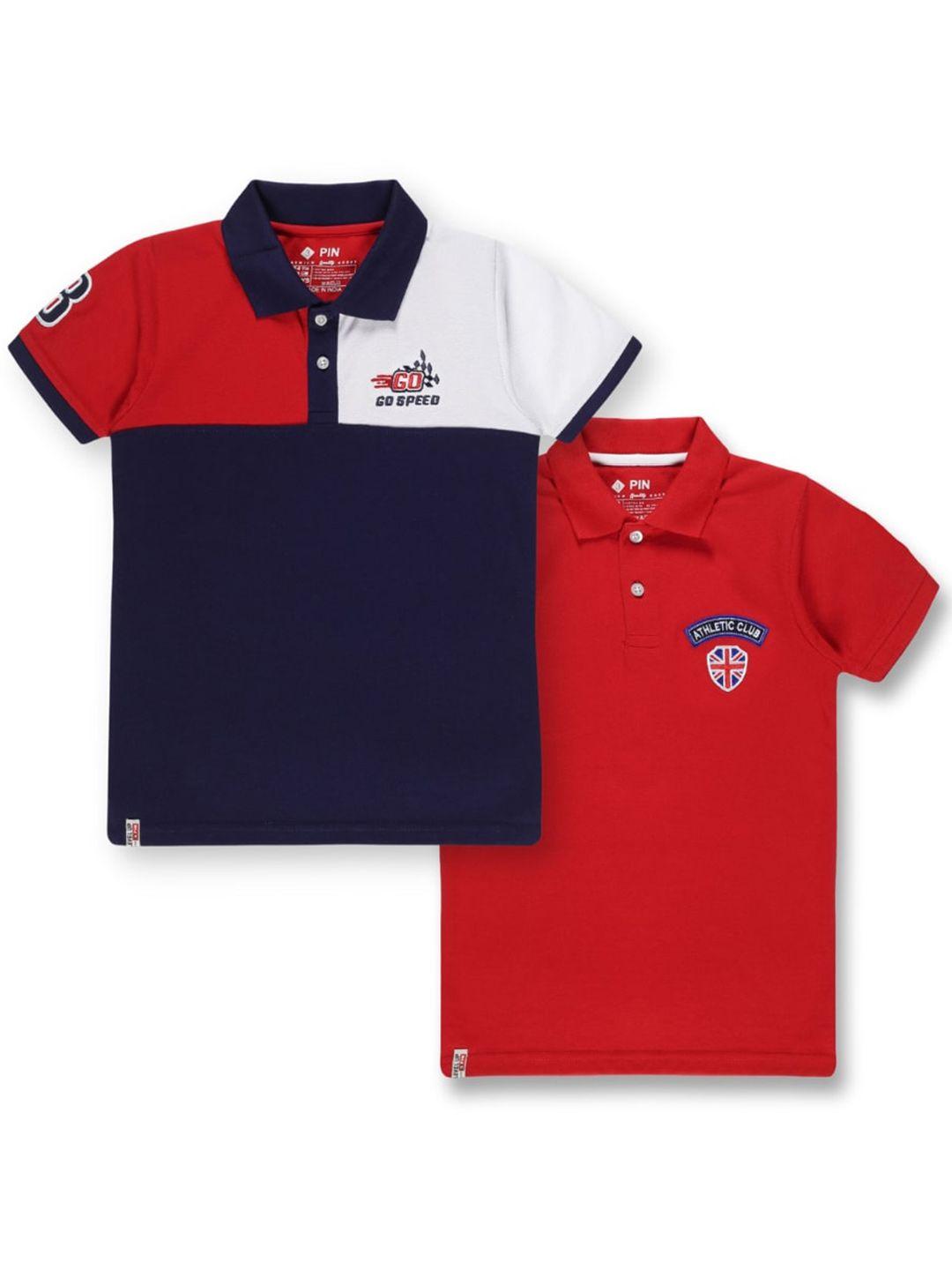 3pin boys multicoloured 2 polo collar applique t-shirt