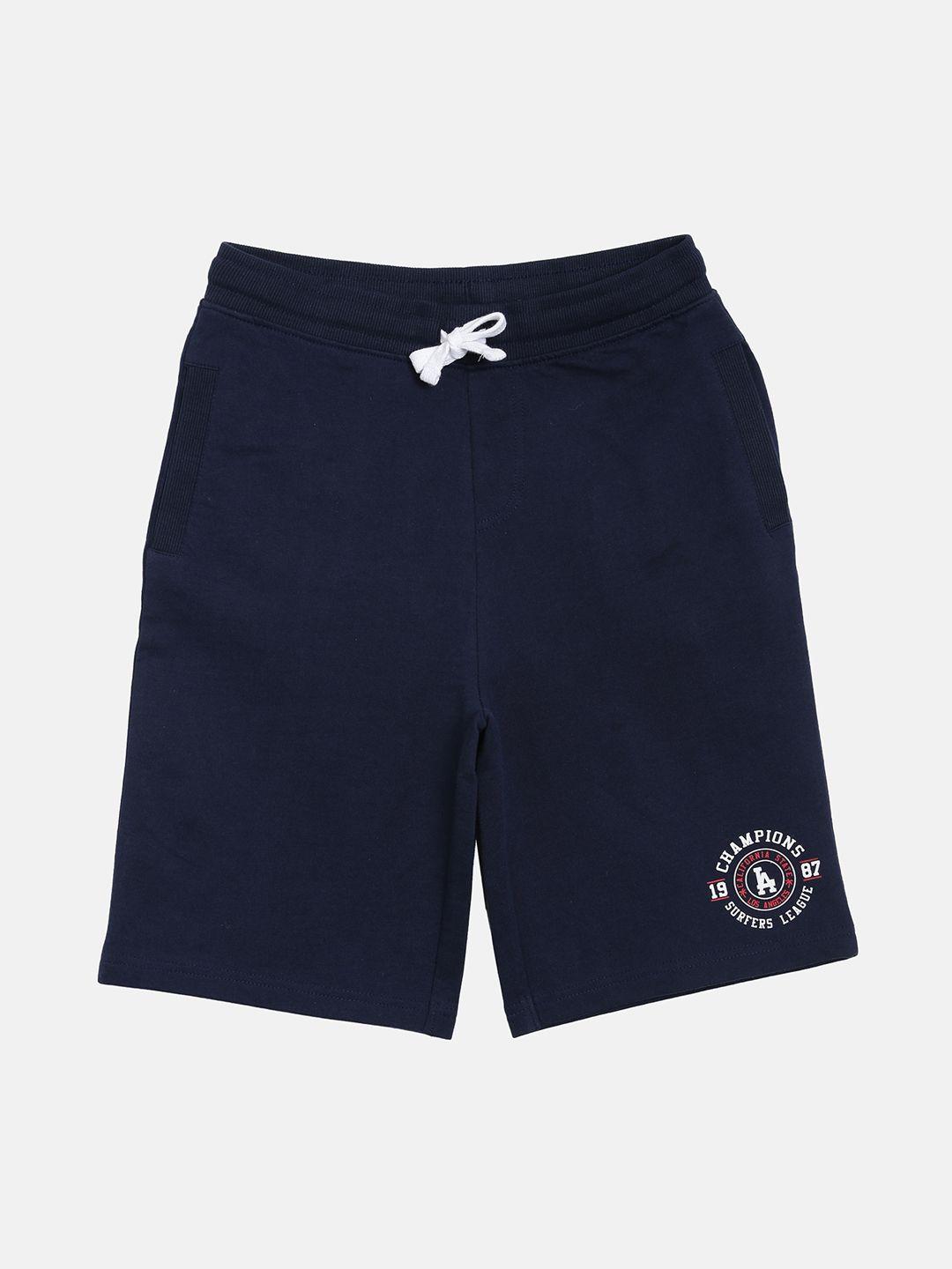 3pin boys navy blue solid regular fit regular shorts