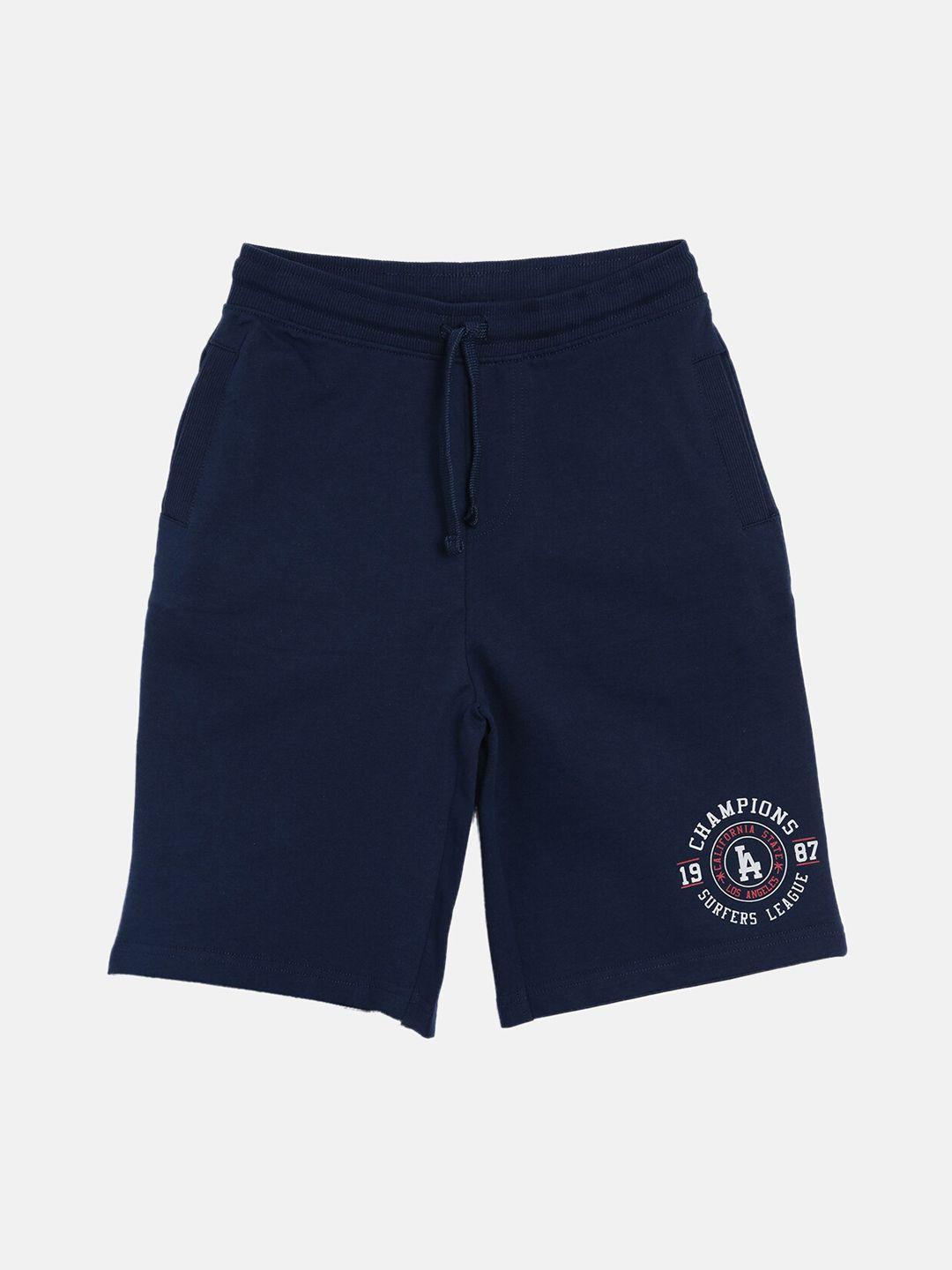 3pin boys navy blue solid regular fit regular shorts