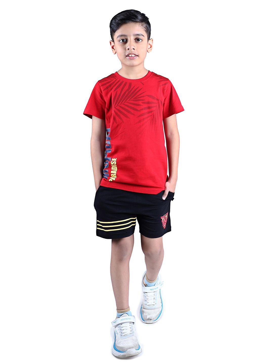 3pin boys printed pure cotton t-shirt with shorts