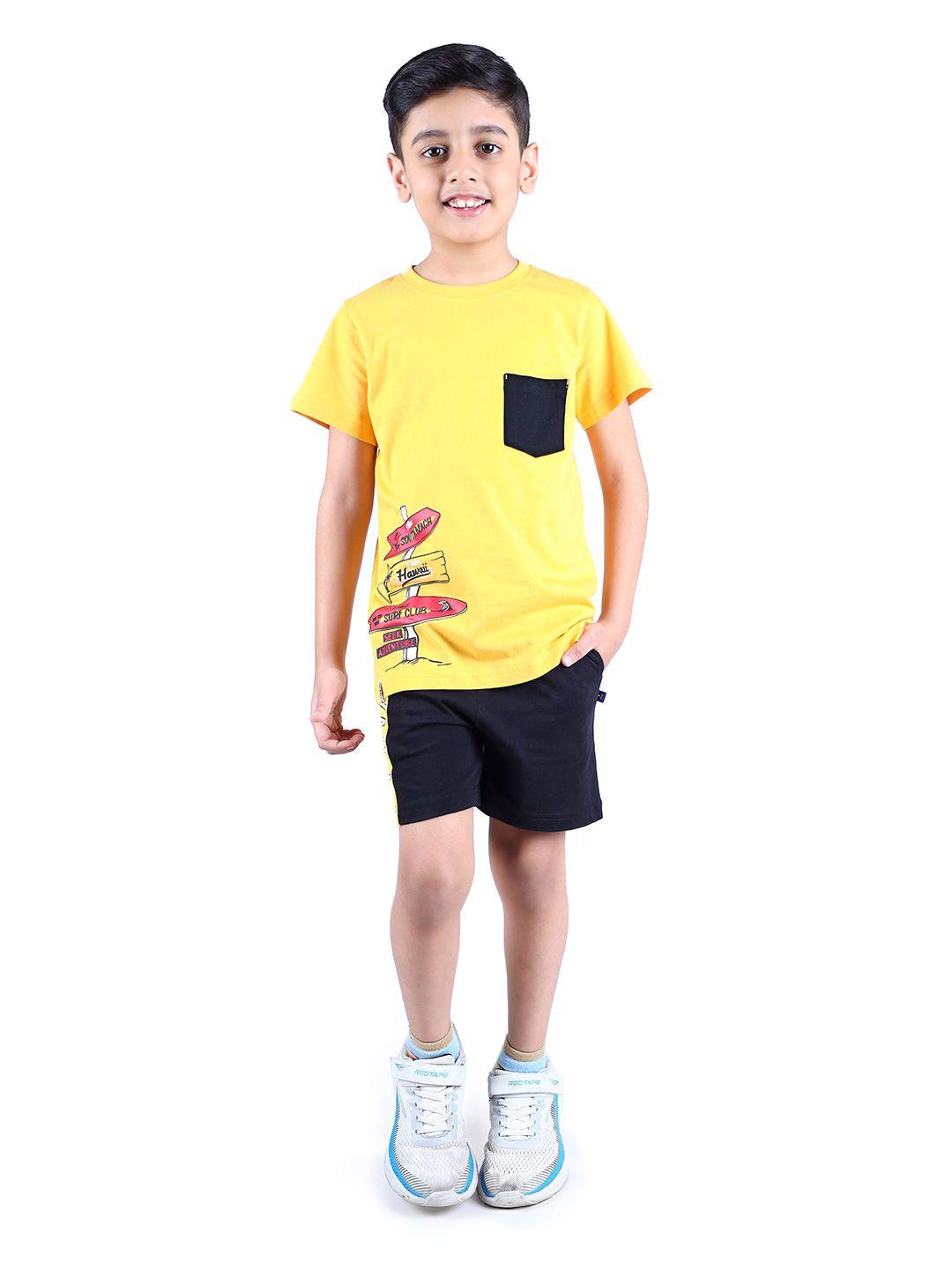 3pin boys printed pure cotton t-shirt with shorts