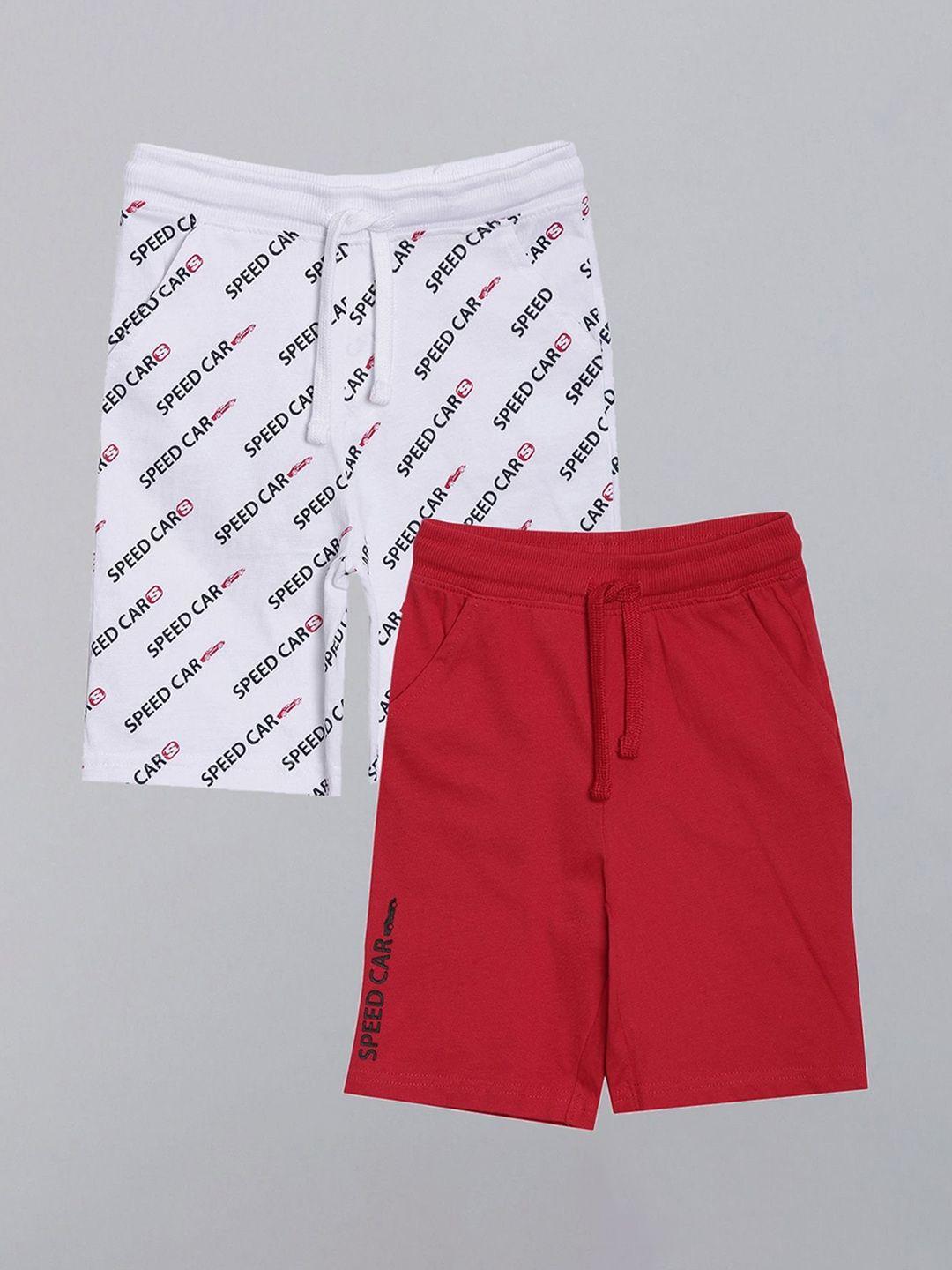 3pin boys red printed outdoor shorts