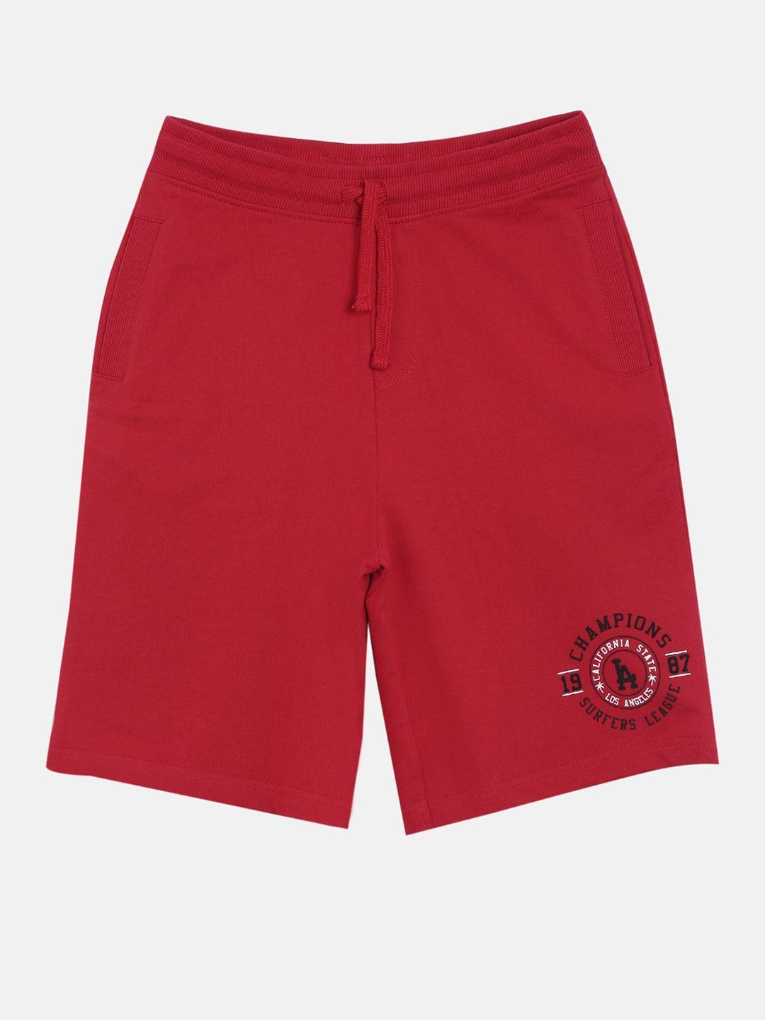 3pin boys red regular fit regular shorts