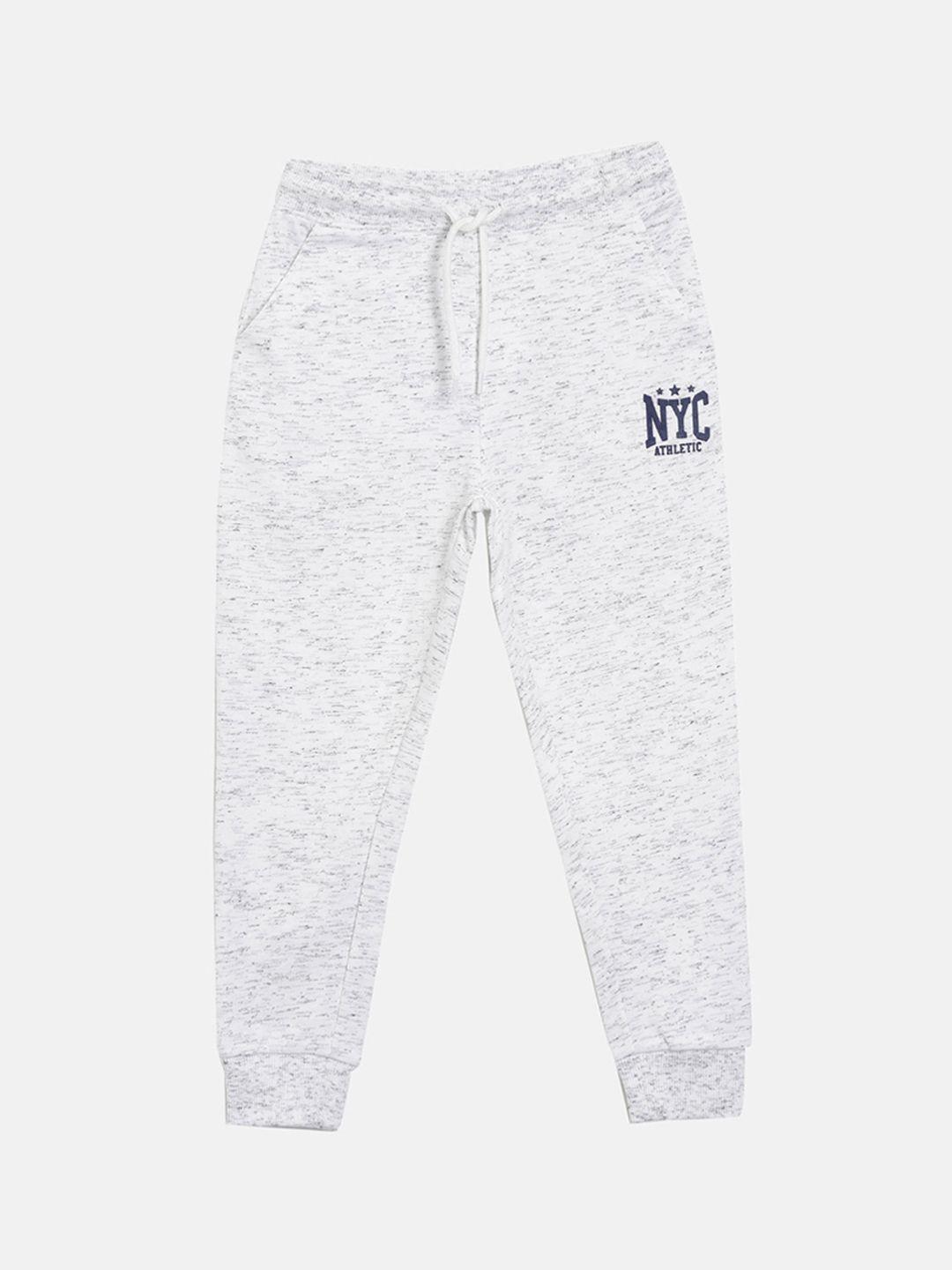 3pin boys white speckled effect cotton joggers