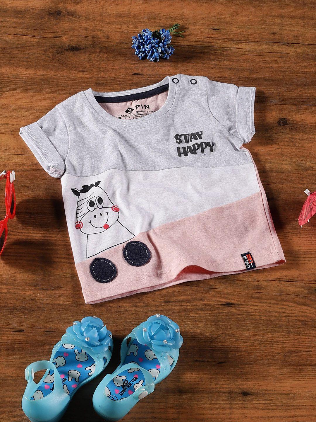 3pin infant boys colourblocked applique cotton t-shirt