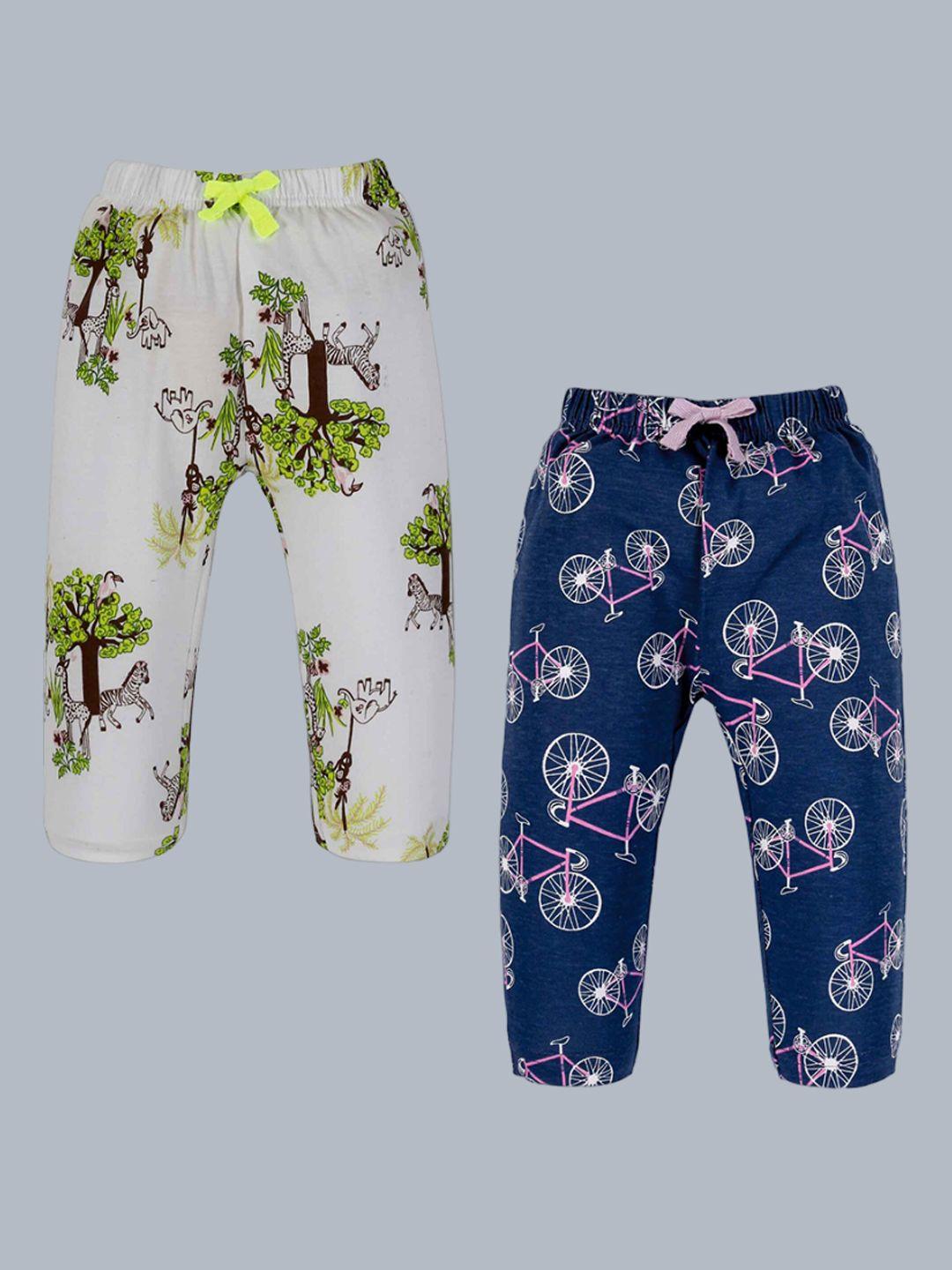 3pin infants boys pack of 2 printed pure cotton antimicrobial track pants