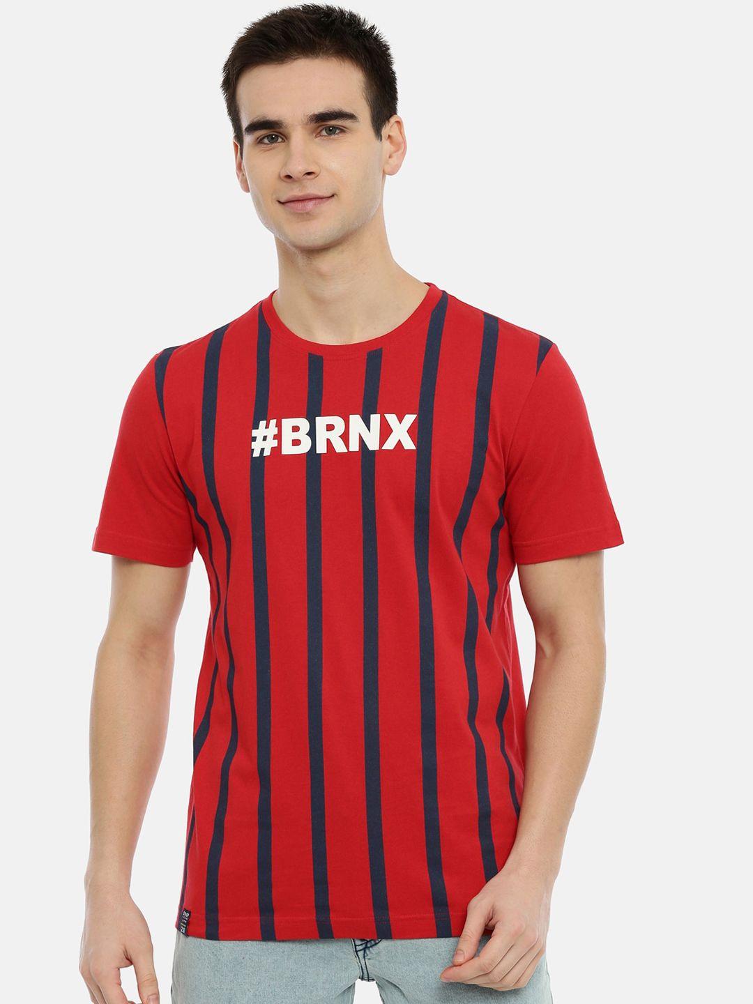 3pin men red striped round neck t-shirt
