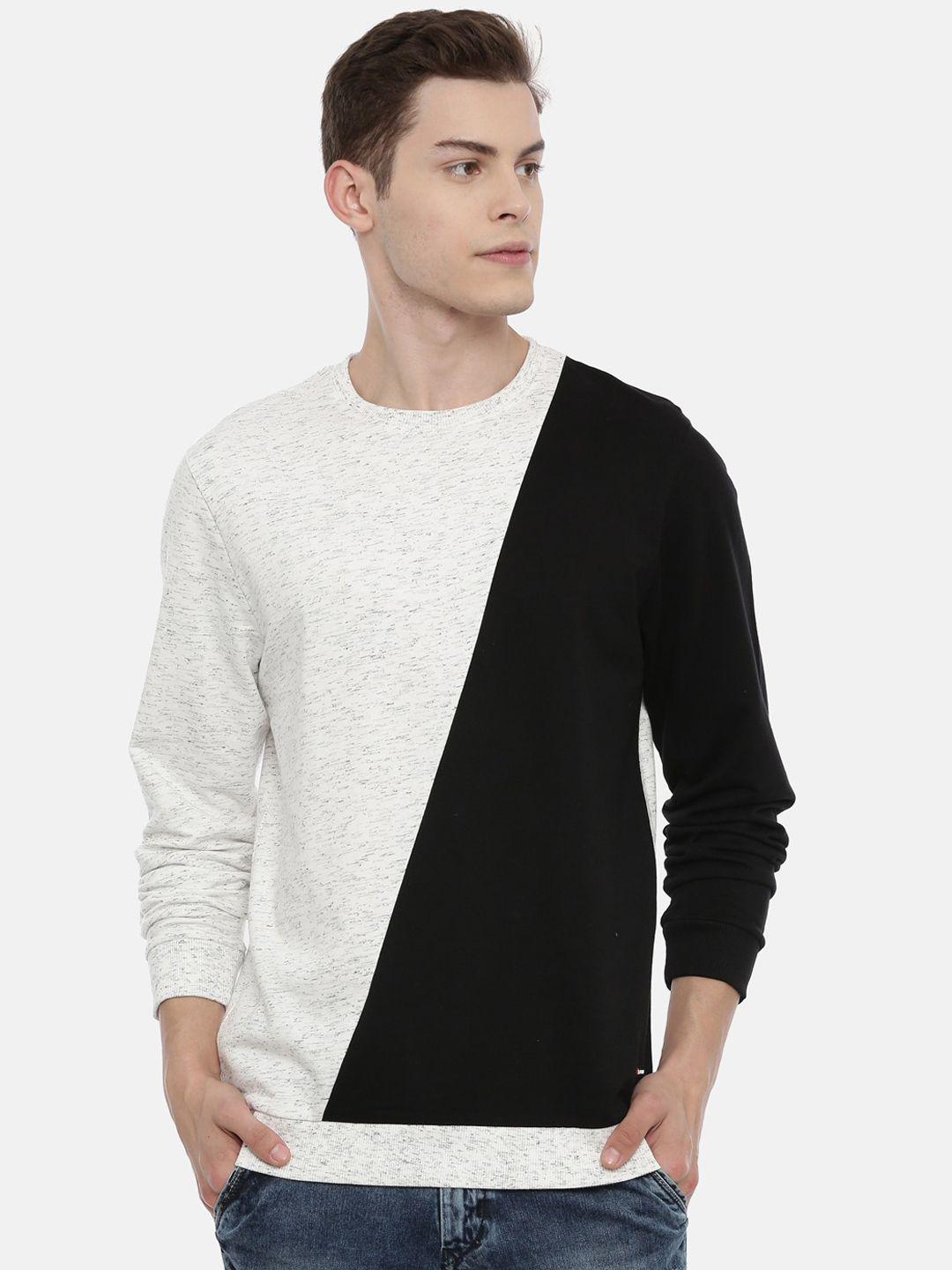 3pin men white colourblocked sweatshirt