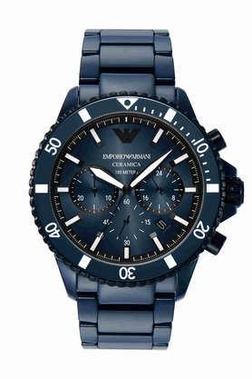 43 mm blue dial ceramic chronograph watch for men - ar70009