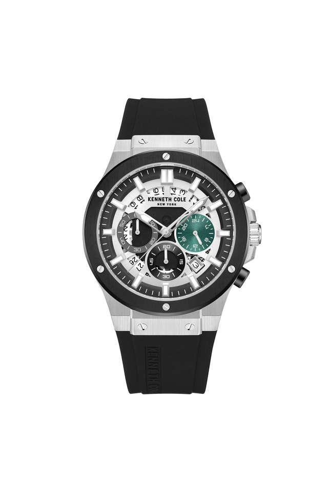 43 mm silver dial silicone chronograph watch for men - kcwgo0035501mn