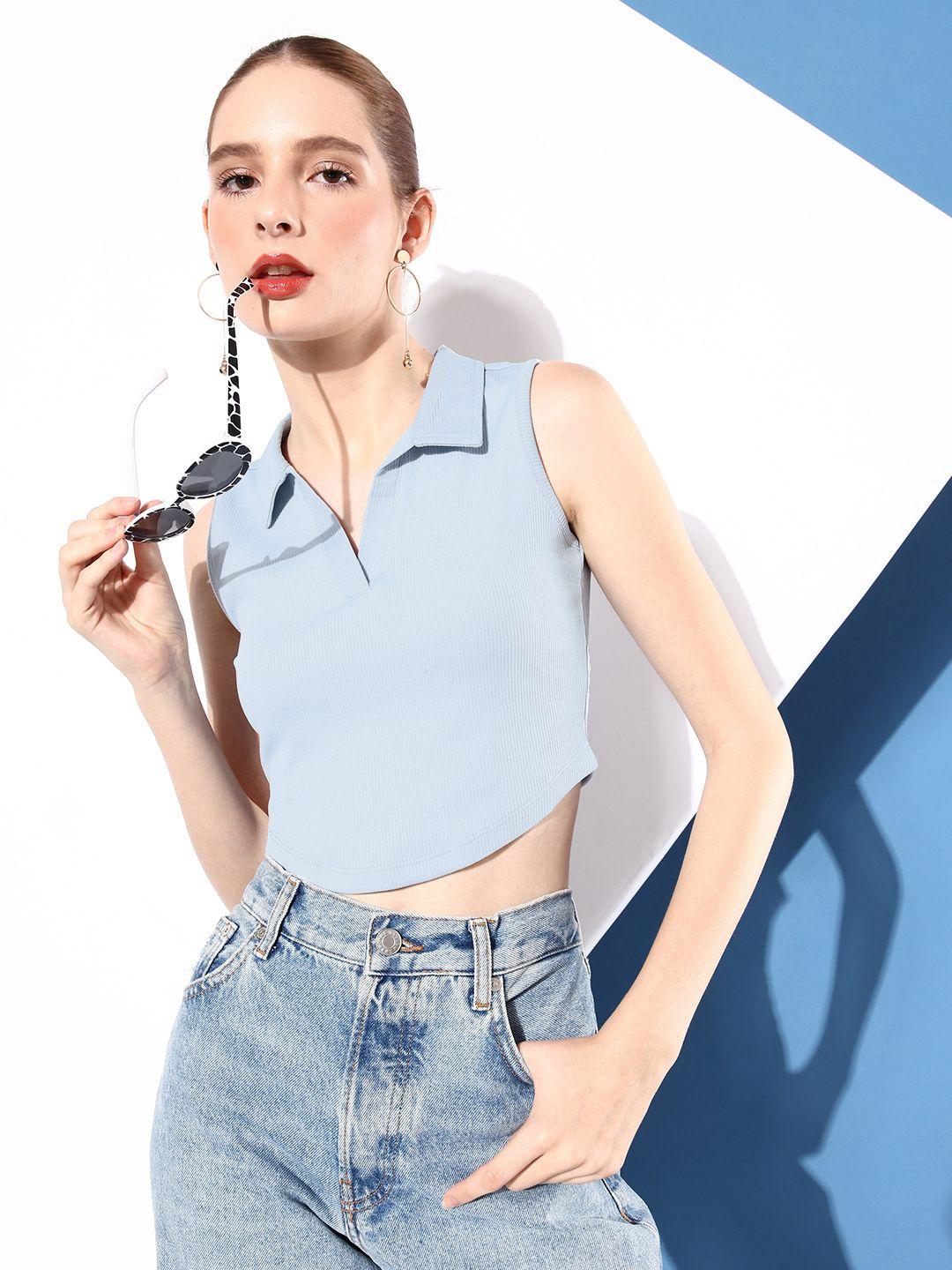 4wrd by dressberry cool blue casually corset crop top