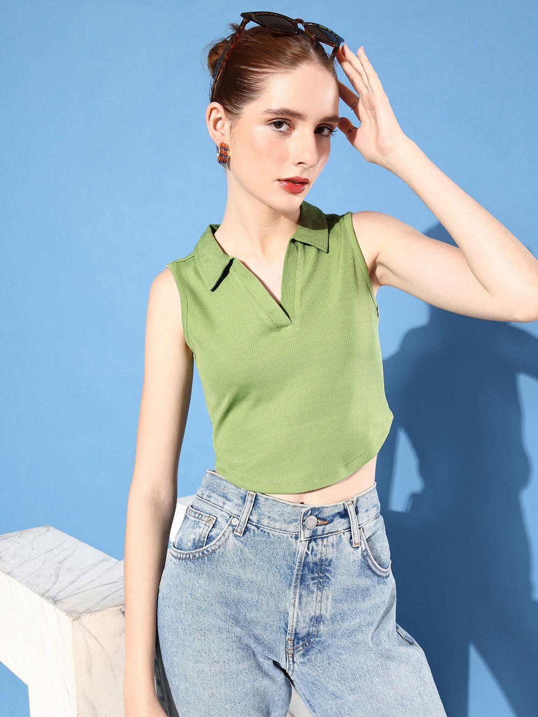 4wrd by dressberry fresh green casually corset crop top
